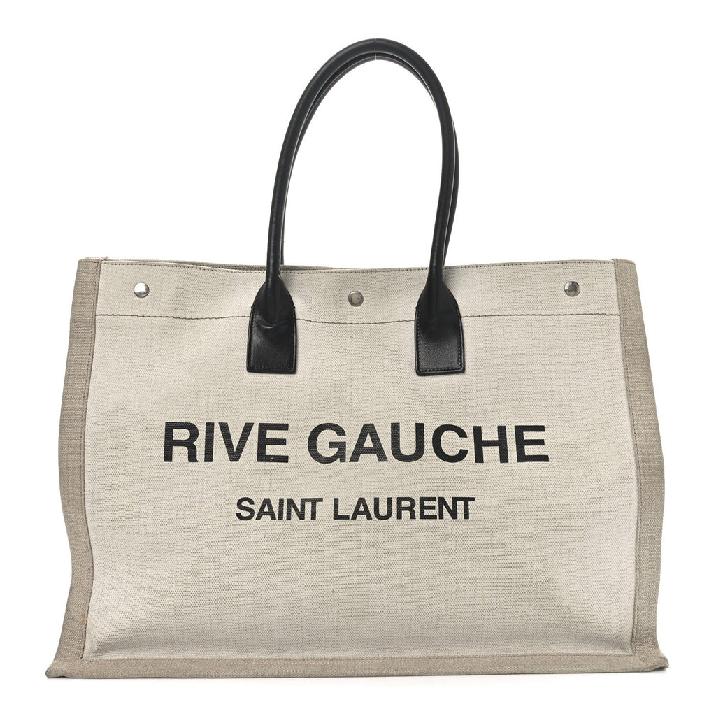 Linen Calfskin Rive Gauche Tote Greggio Natural