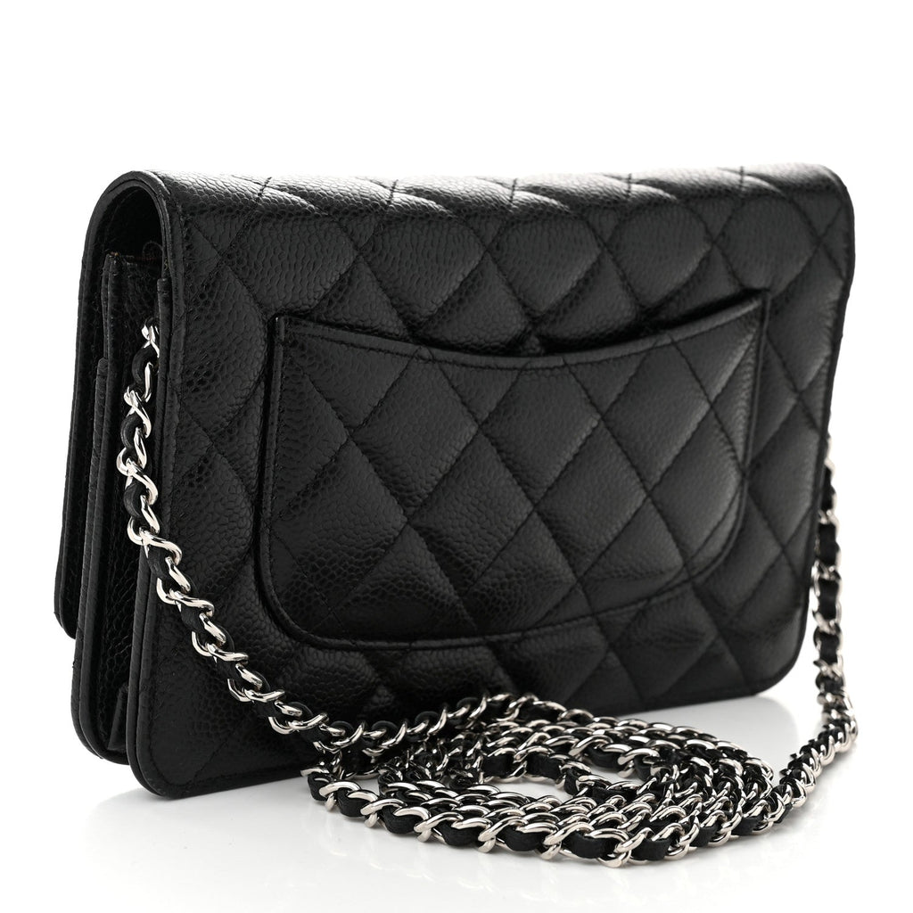 Caviar Quilted Wallet on Chain WOC Black