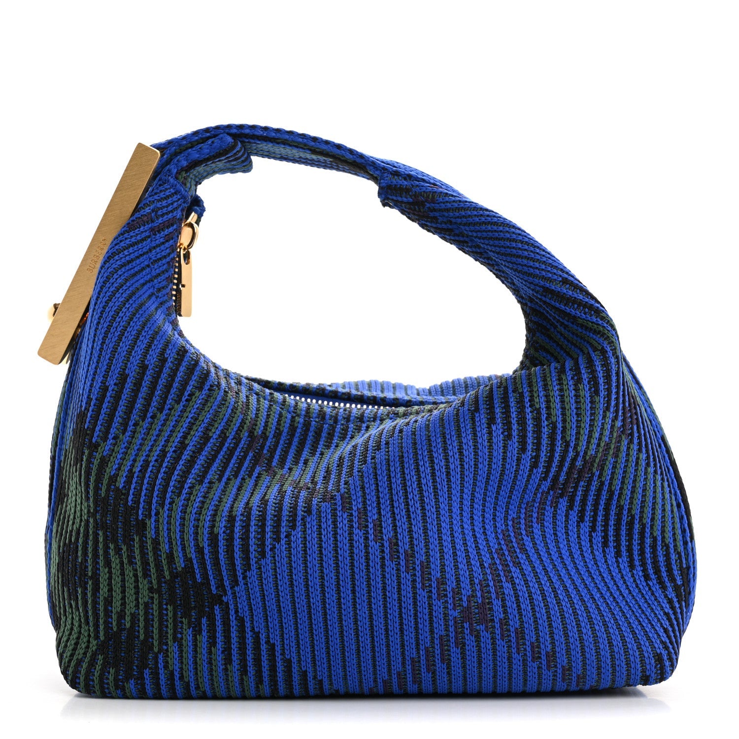Canvas Knitted Check Mini Peg Duffle Bag Knight