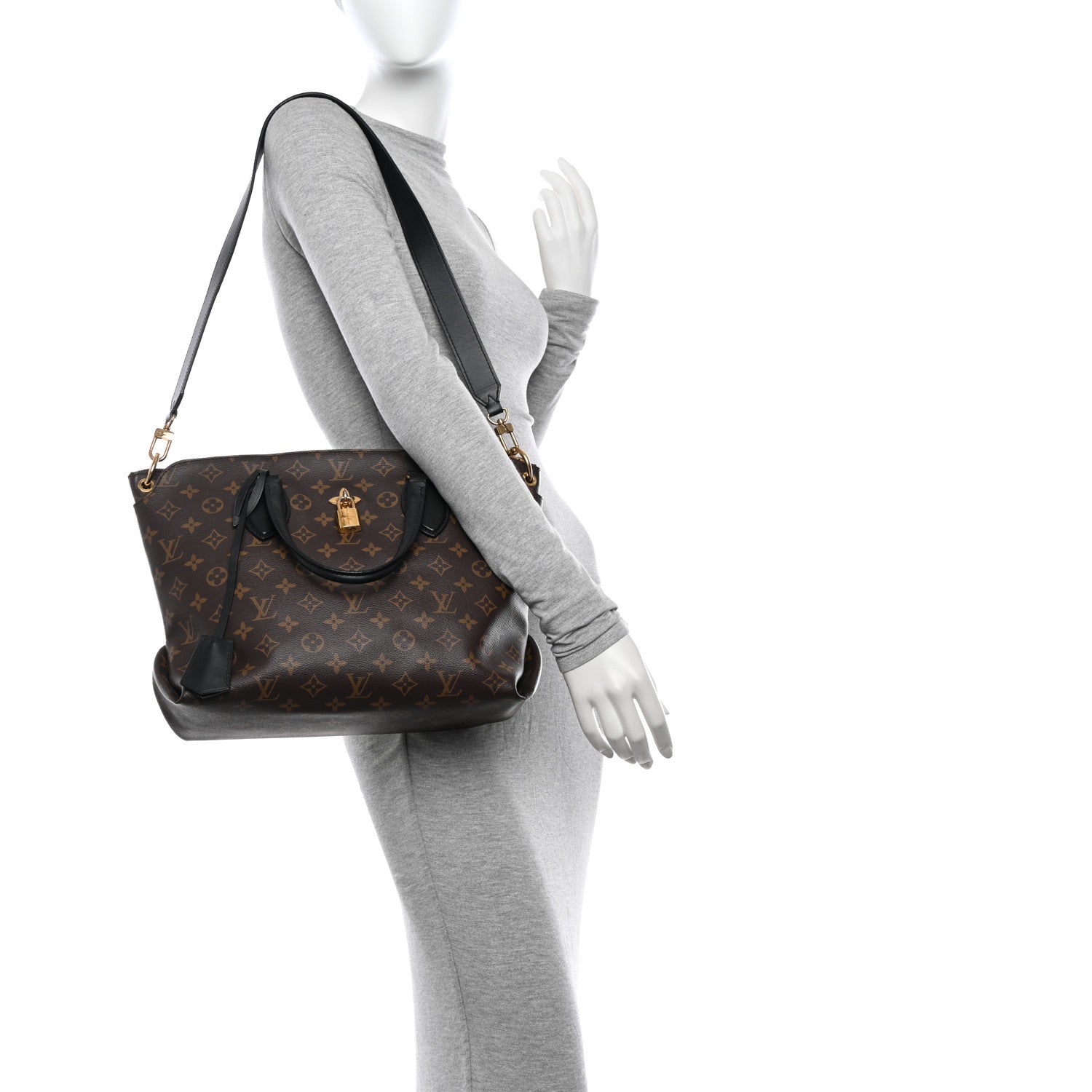 Monogram Flower Zipped Tote MM Black