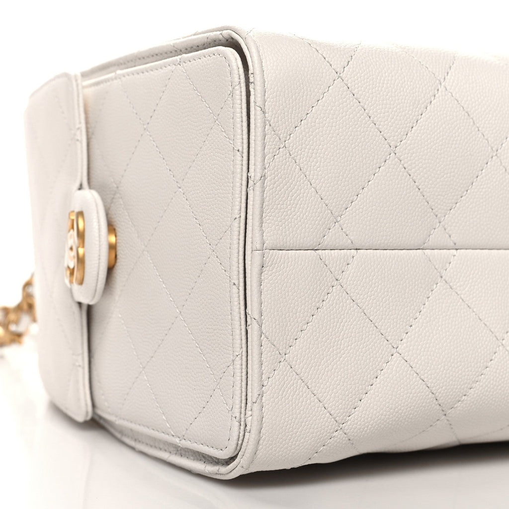 Caviar Quilted Small Chanel 25 Handbag White