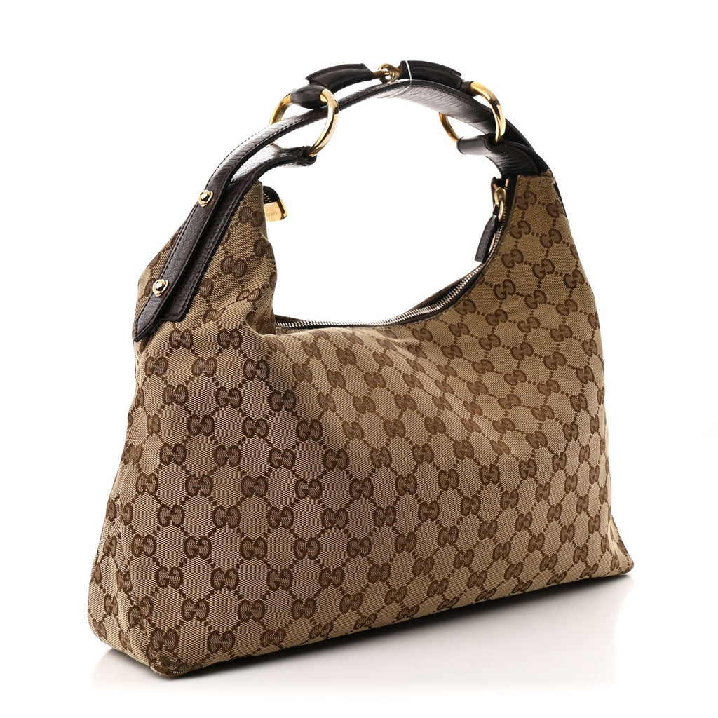 Monogram Medium Horsebit Chain Hobo Dark Brown