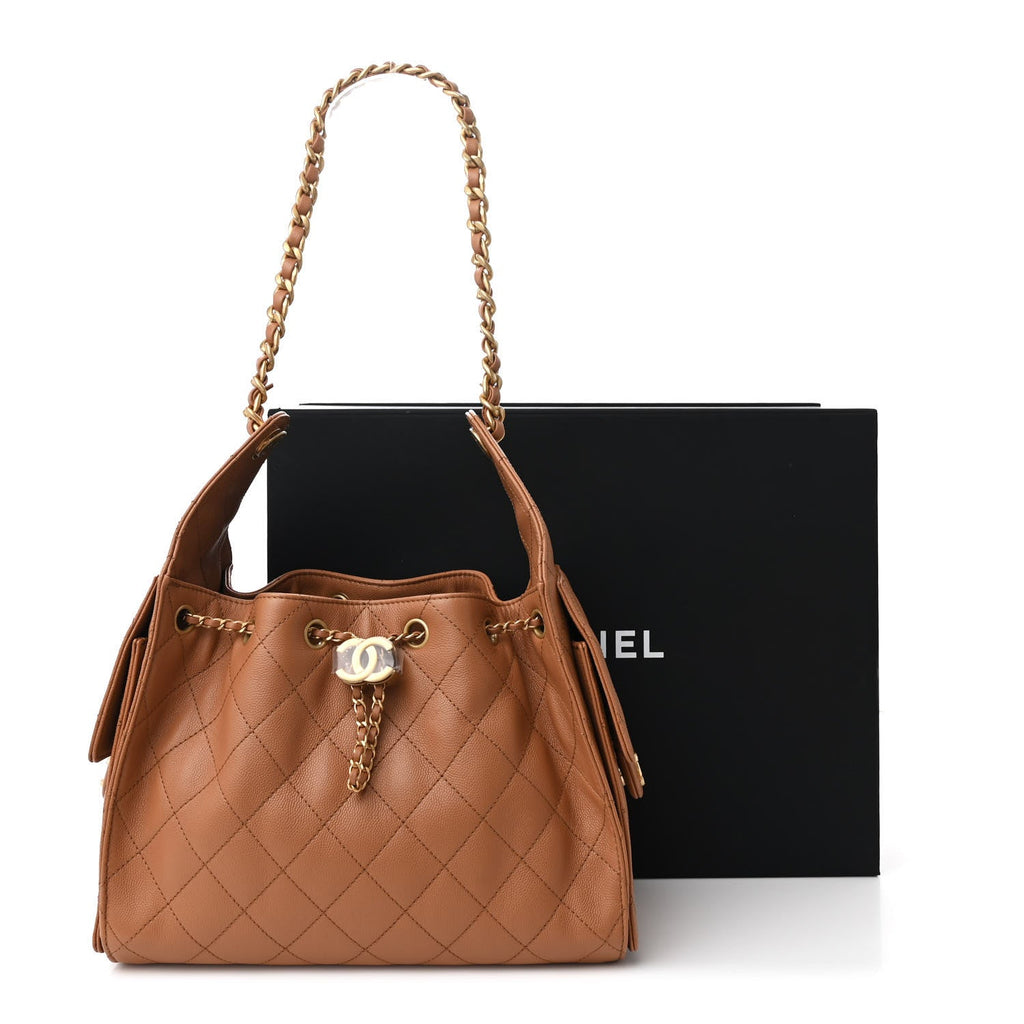 Caviar Quilted Small Chanel 25 Handbag Brown