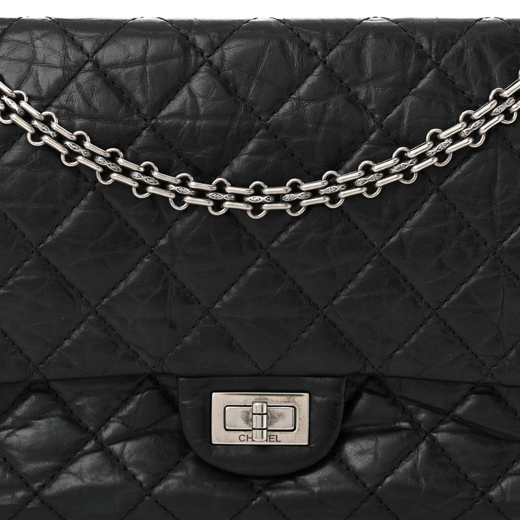 Aged Calfskin Quilted 2.55 Reissue 226 Flap Black