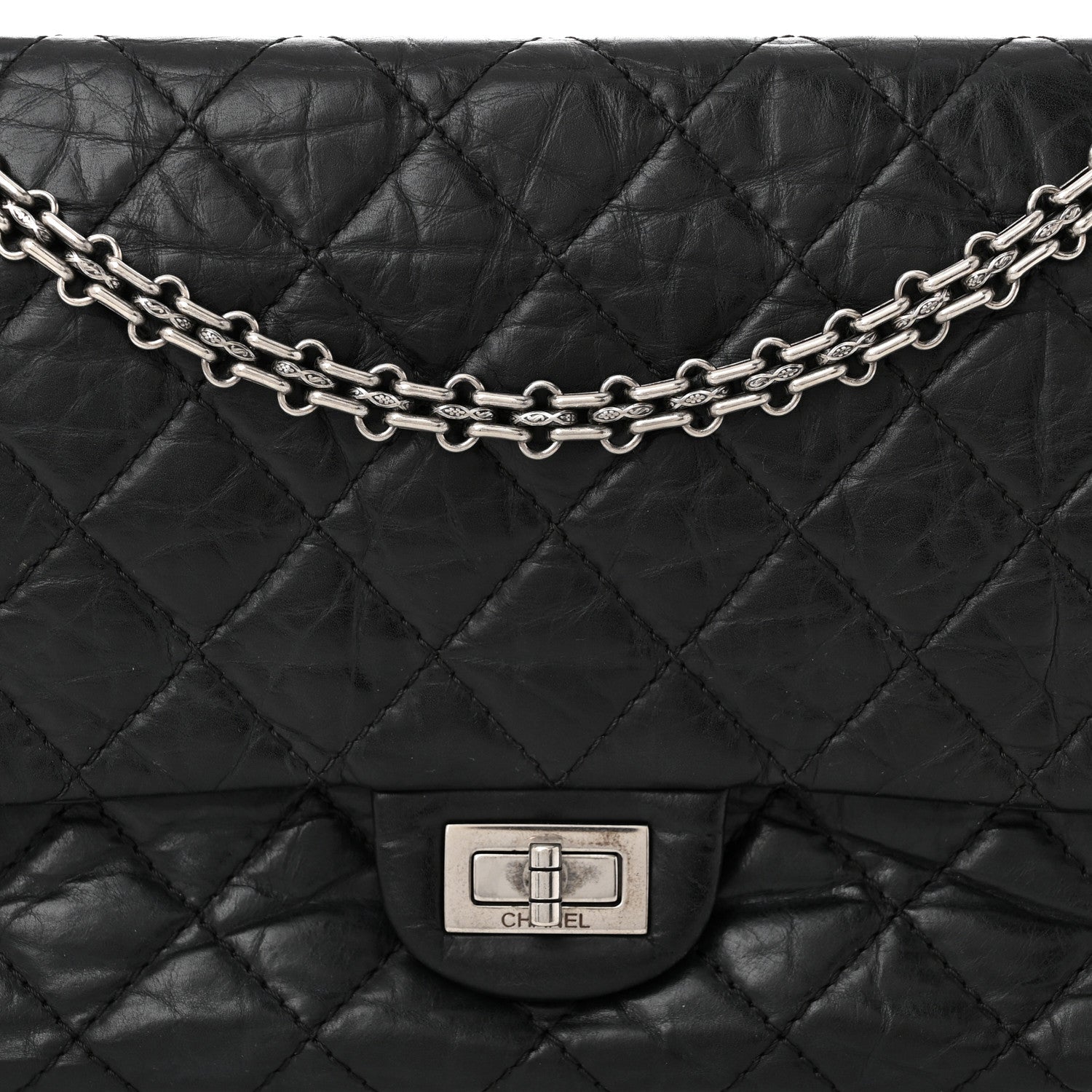 Aged Calfskin Quilted 2.55 Reissue 226 Flap Black