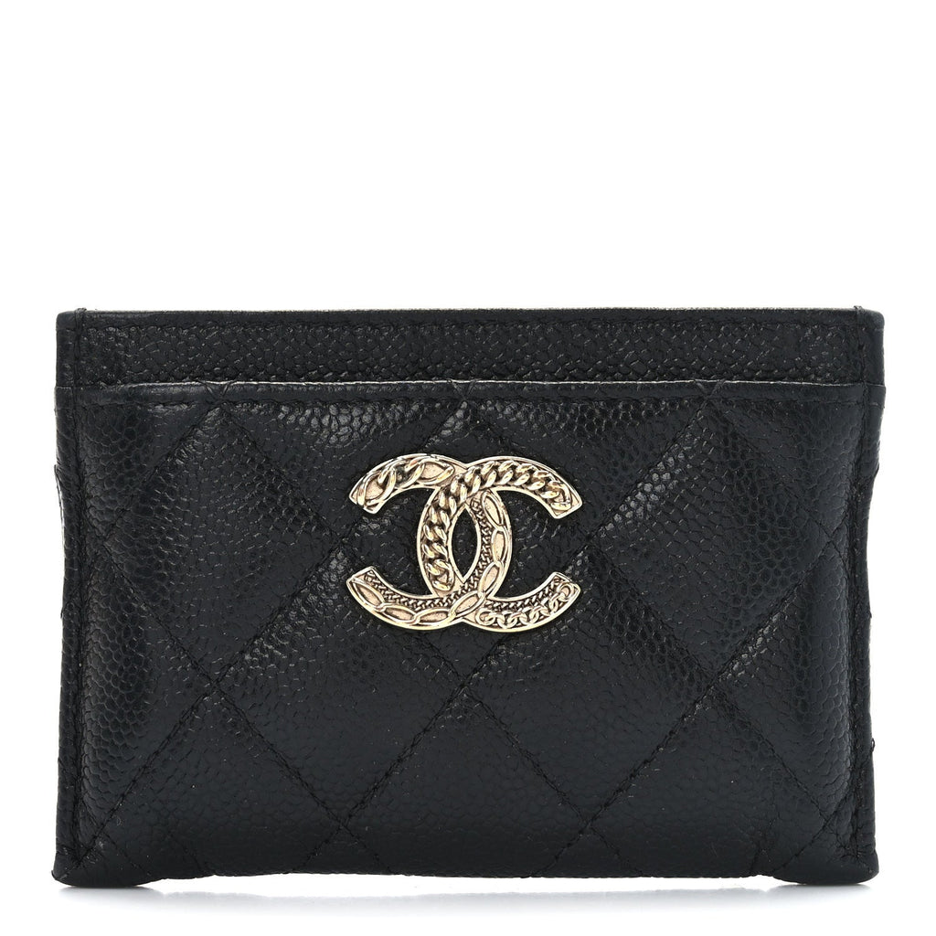 Caviar Quilted Multi Chain CC  Holder Black