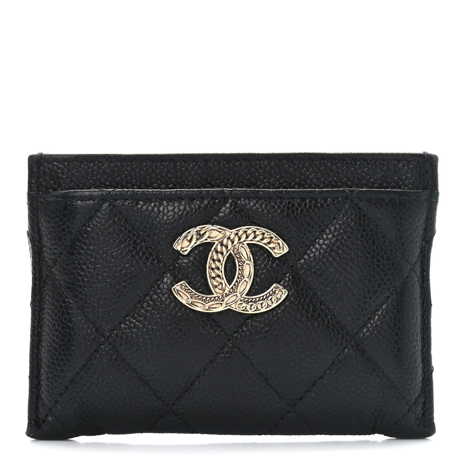 Caviar Quilted Multi Chain CC  Holder Black