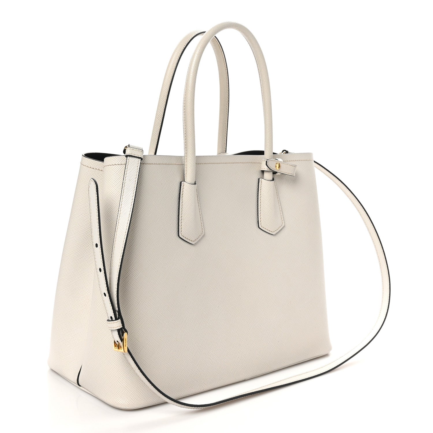Saffiano Cuir Medium Double Bag Talco Black
