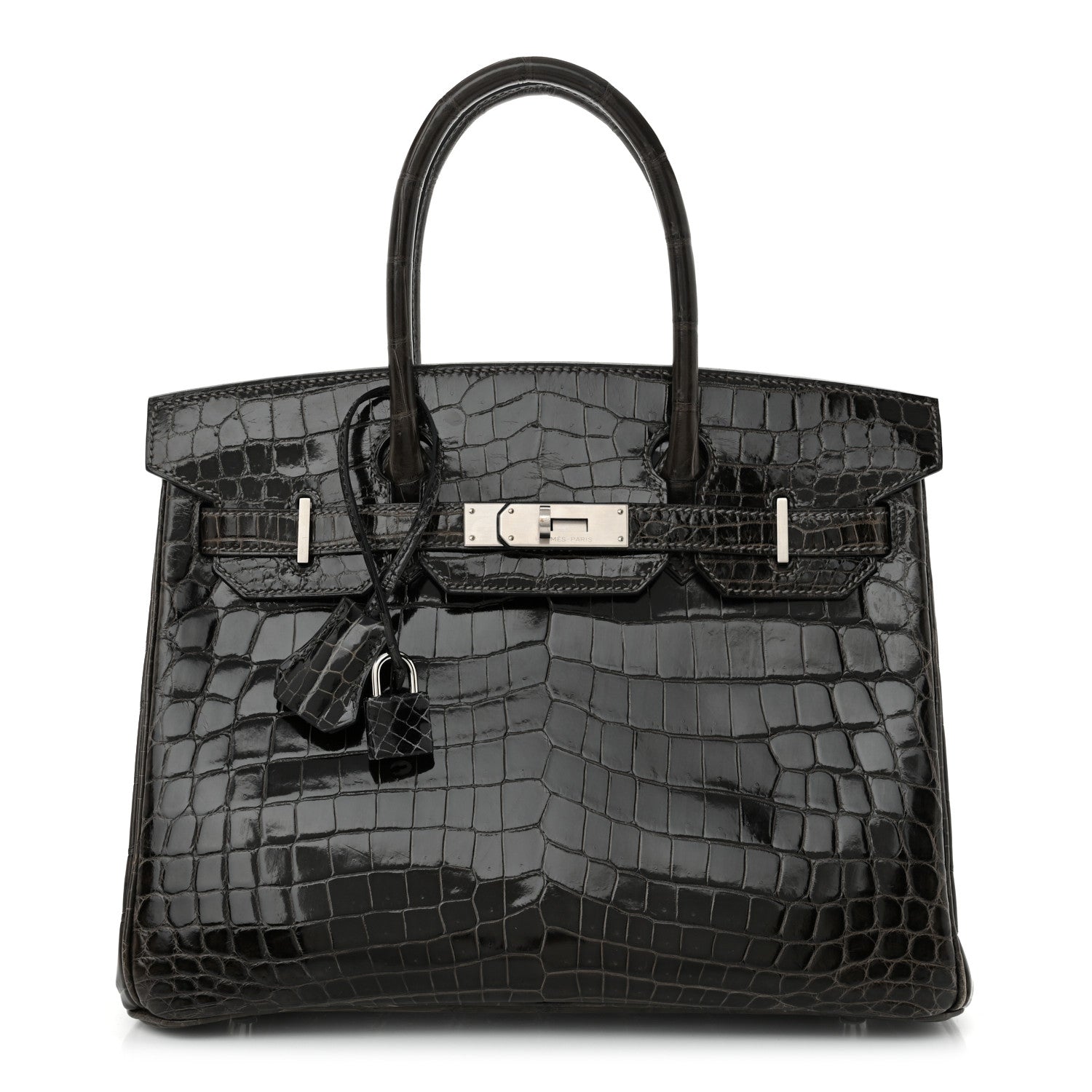 Shiny Niloticus Crocodile Horseshoe Birkin 30 Graphite