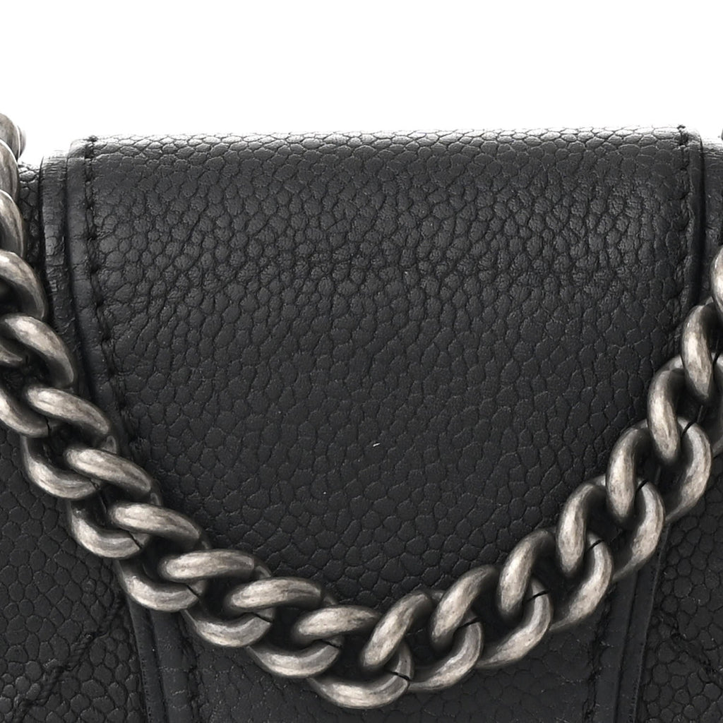 Caviar Aged Calfskin Mini Bubble Graphic Messenger Bag Black