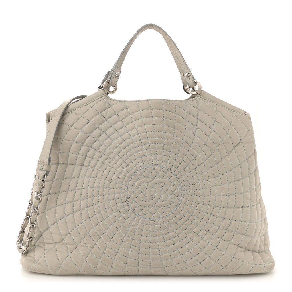 Iridescent Calfskin Large Sea Hit Tote Grey
