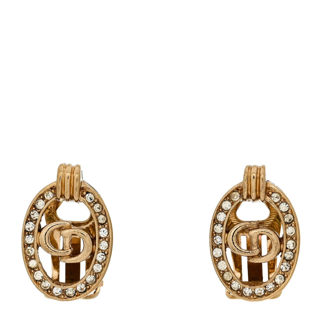 Crystal Clip On Earrings Gold