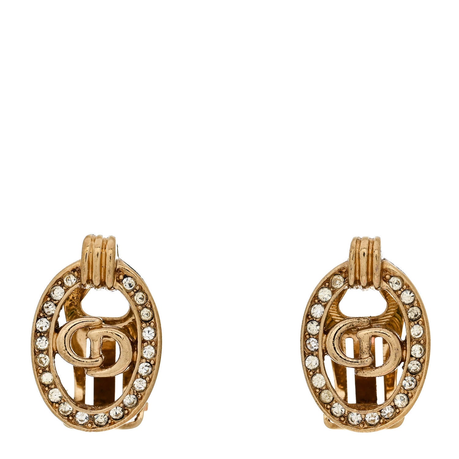 Crystal Clip On Earrings Gold