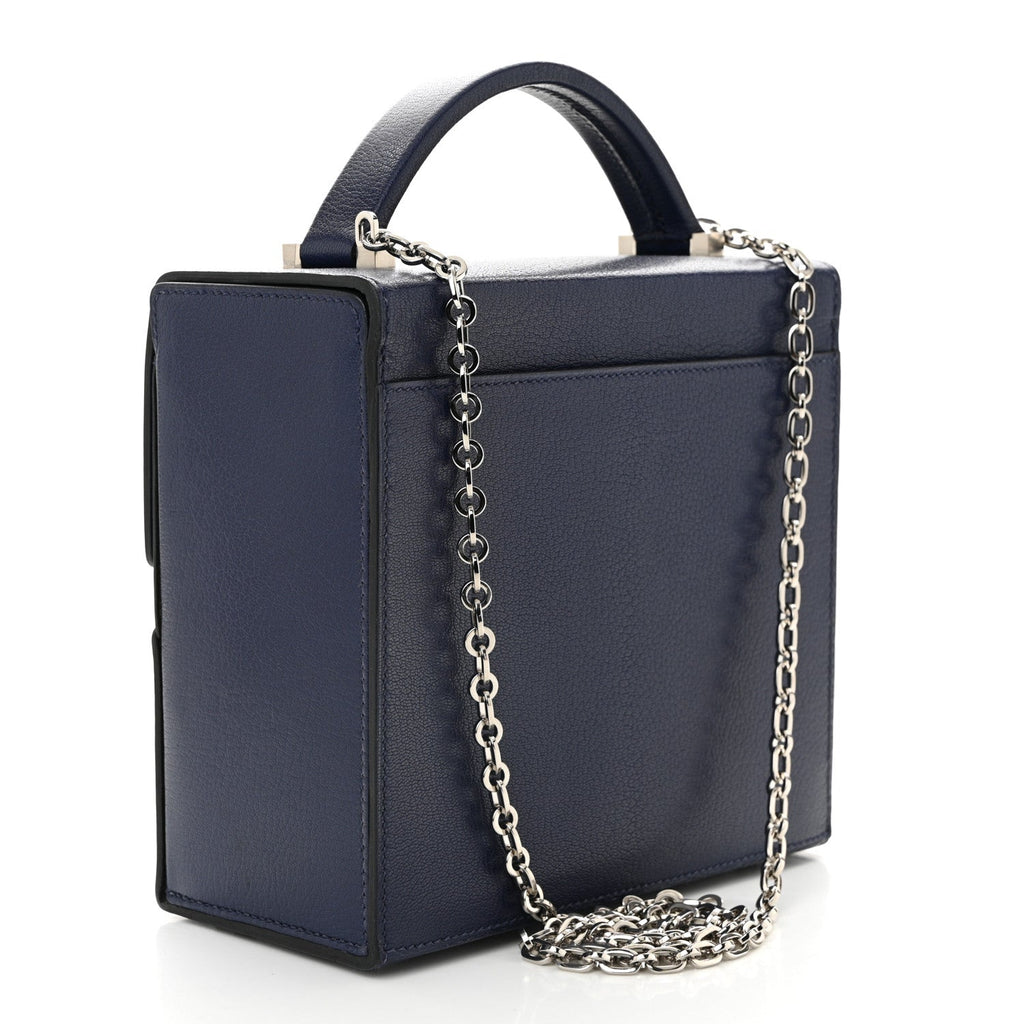 Chevre Mysore Cinhetic Boxy Top Handle Bag Blue Encre