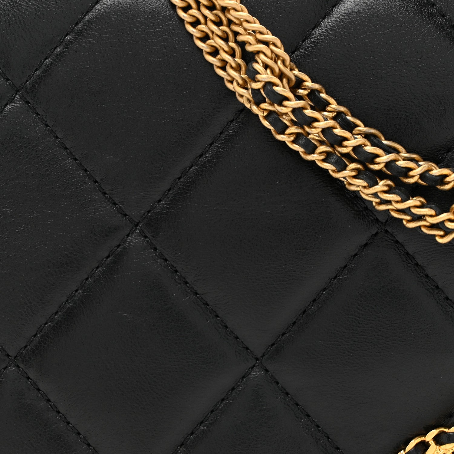 Lambskin Quilted On And On Small Chain Flap Black