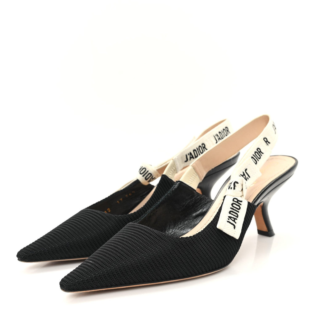 Technical Canvas Ribbon J Adior Slingback 65mm Pumps 36.5 Black