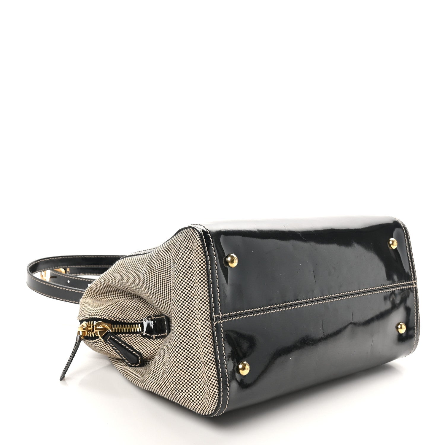 Patent Canvas Small Chameleon Tote Black