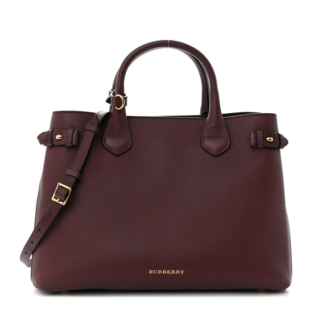 Derby Calfskin House Check Medium Banner Tote Mahogany Red