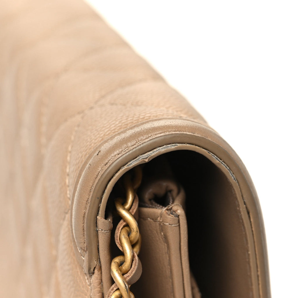 Caviar Quilted CC Filigree Wallet On Chain WOC Beige