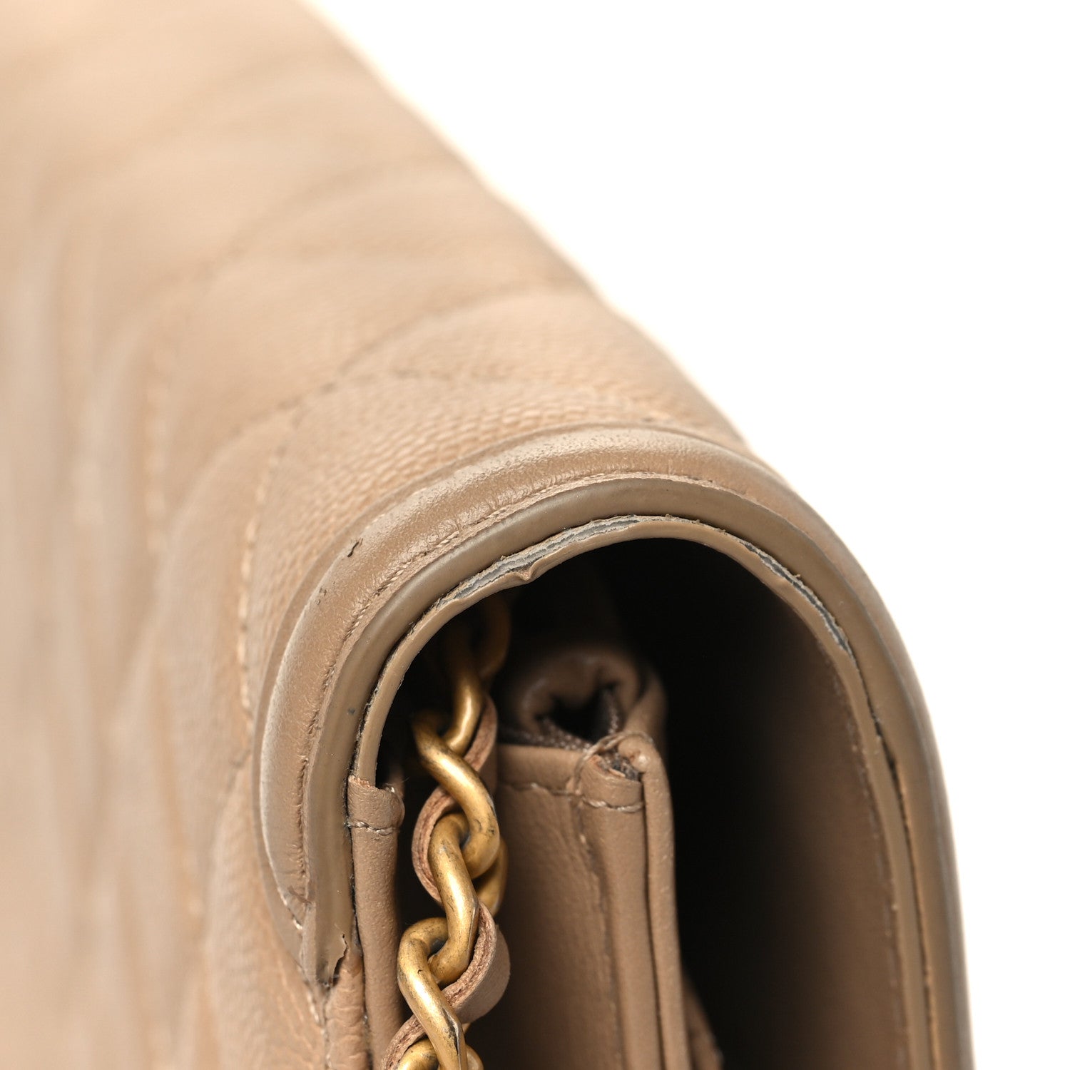 Caviar Quilted CC Filigree Wallet On Chain WOC Beige
