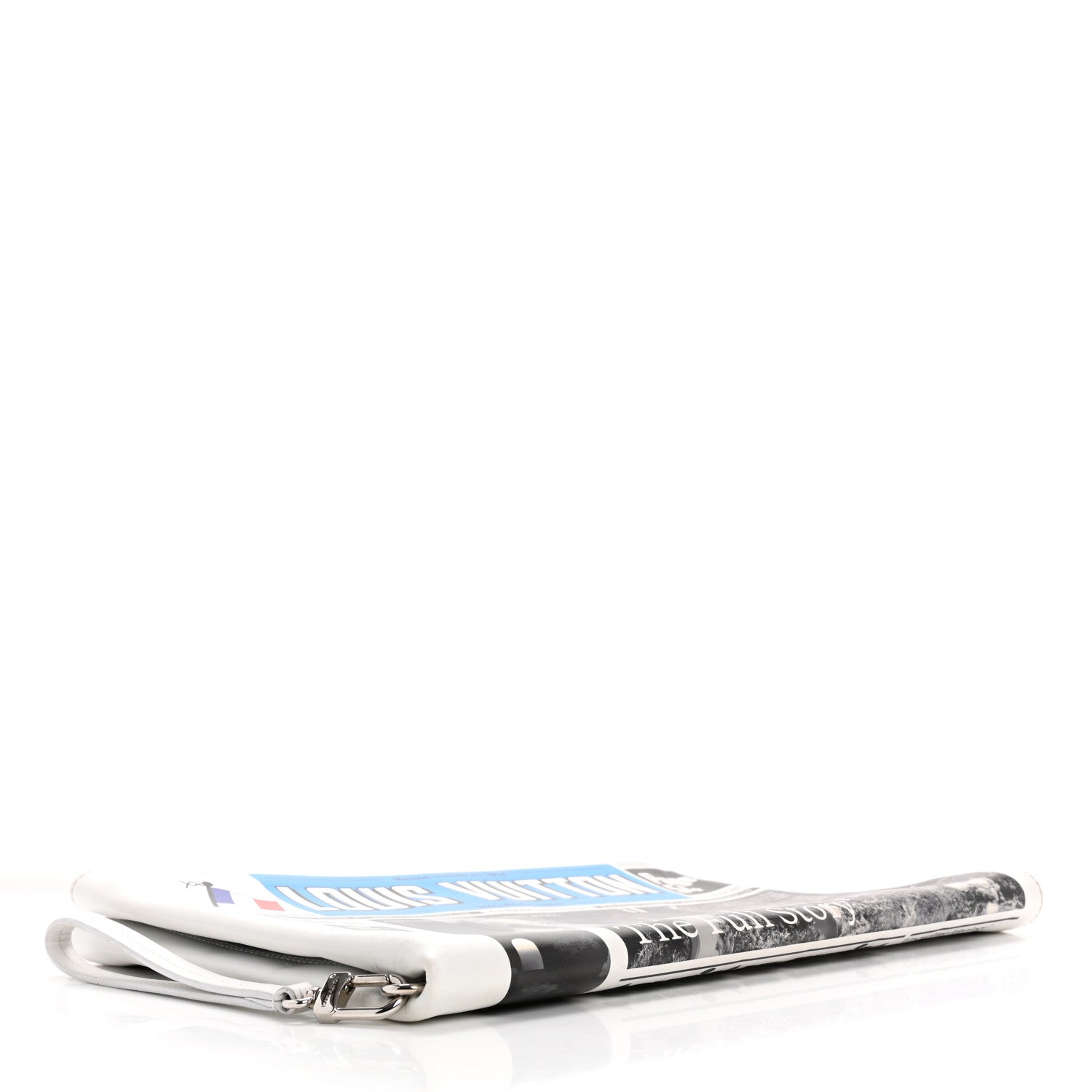 Calfskin Newspaper Print Pouch