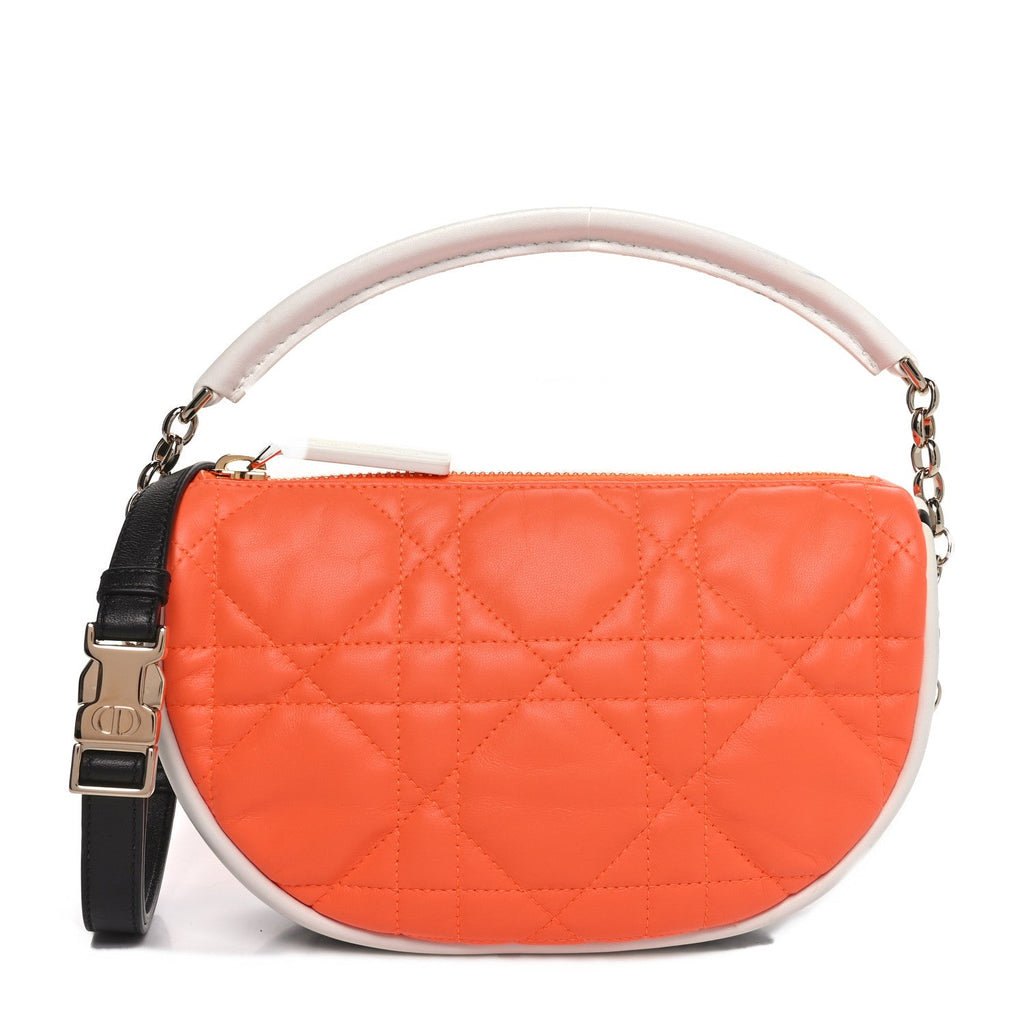 Lambskin Cannage Small Dior Vibe Hobo Bag Orange