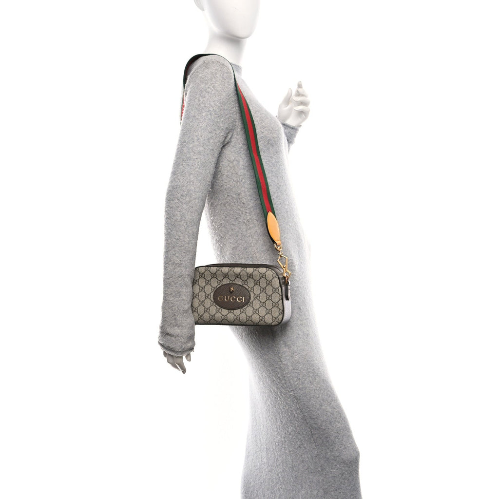 GG Supreme Monogram Web Neo Vintage Shoulder Bag Beige New Acero Crop
