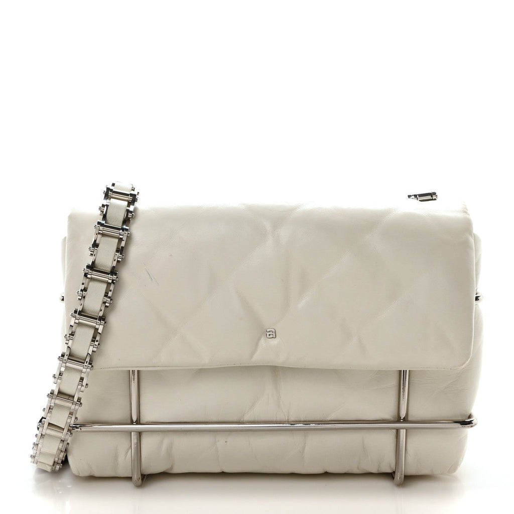 Calfskin Quilted Halo Xbody Bag White
