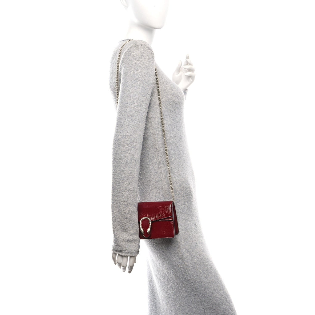 Crinkled Patent Mini Dionysus Shoulder Bag Rosso Ancora Red