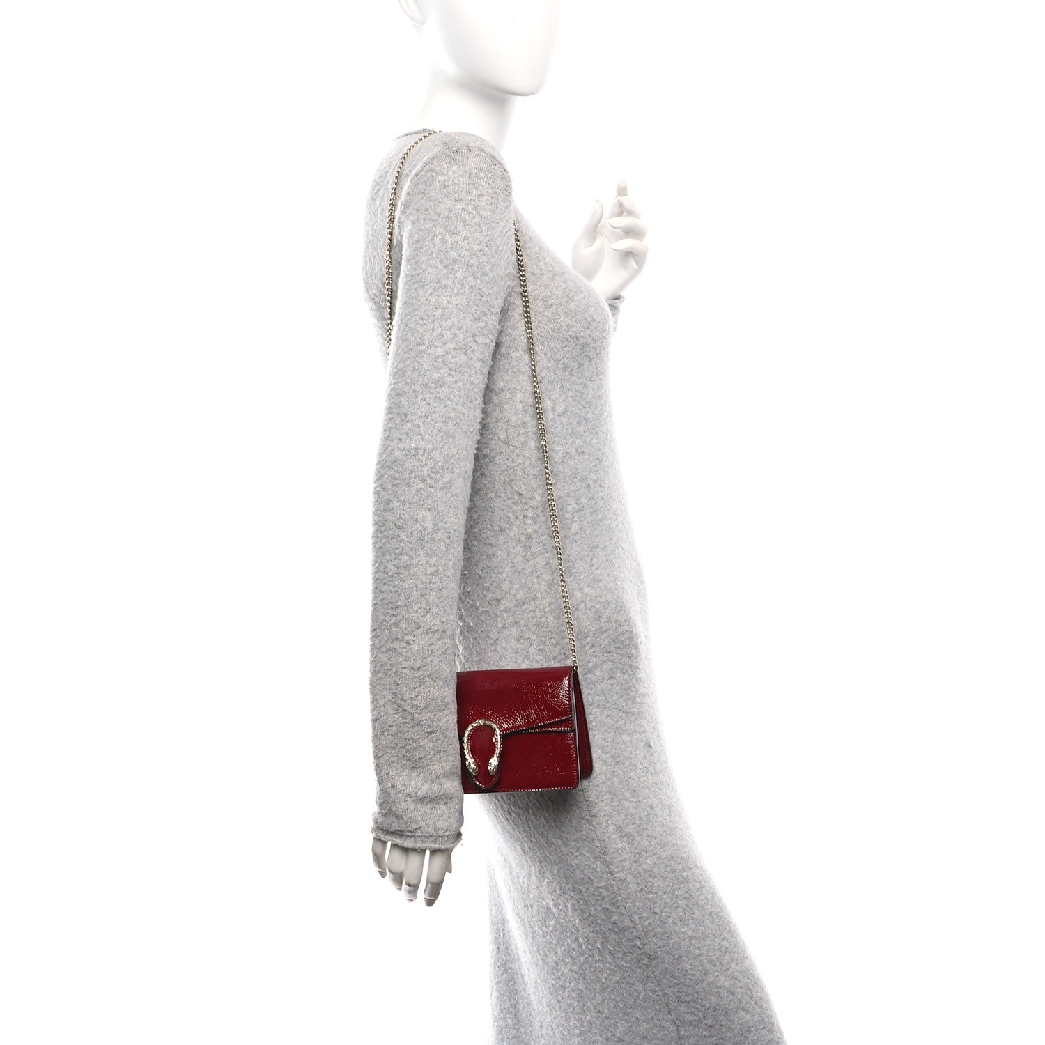 Crinkled Patent Mini Dionysus Shoulder Bag Rosso Ancora Red