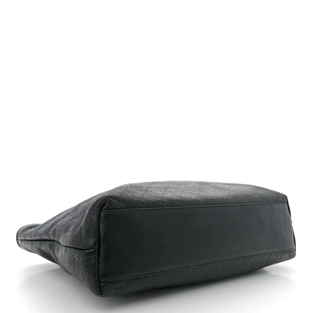 Guccissima Medium Zippered Shopping Tote Black
