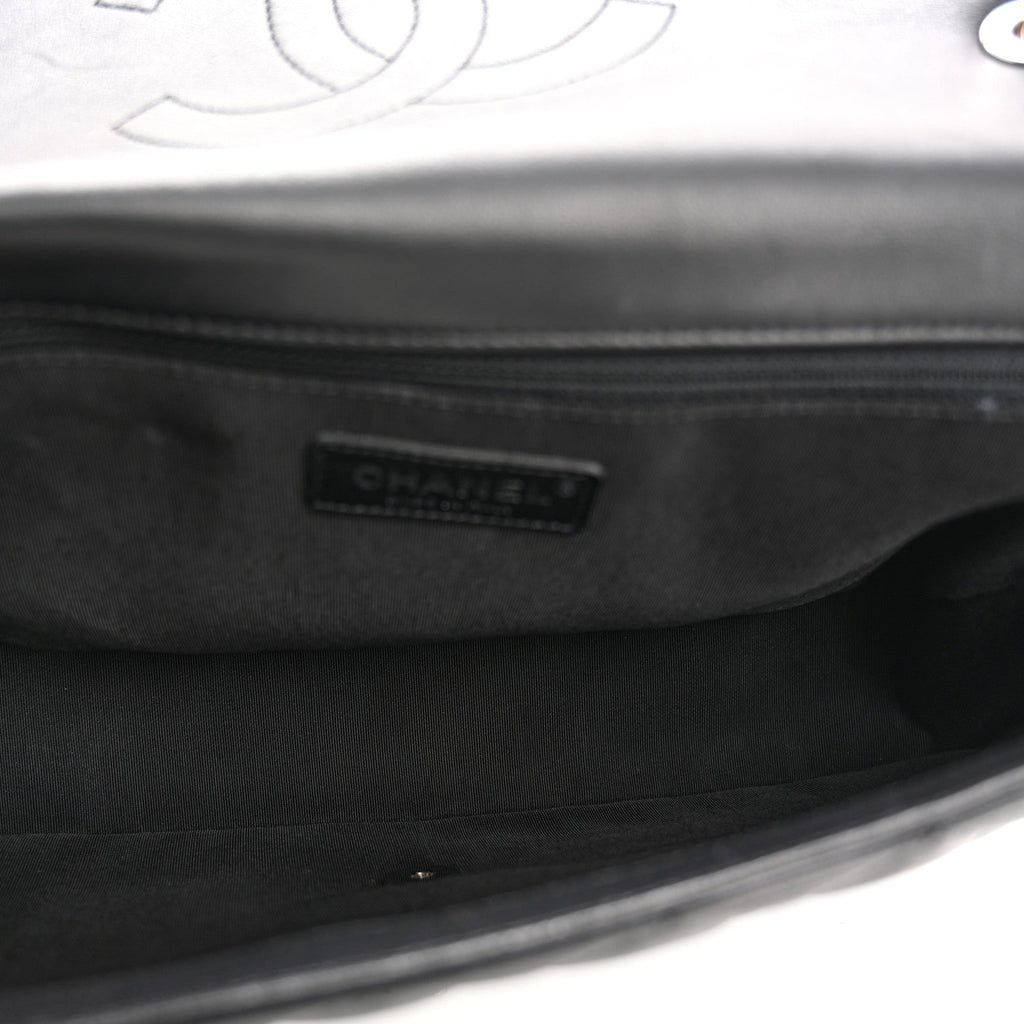 Lambskin Quilted Jumbo Cuba Color Flap Black