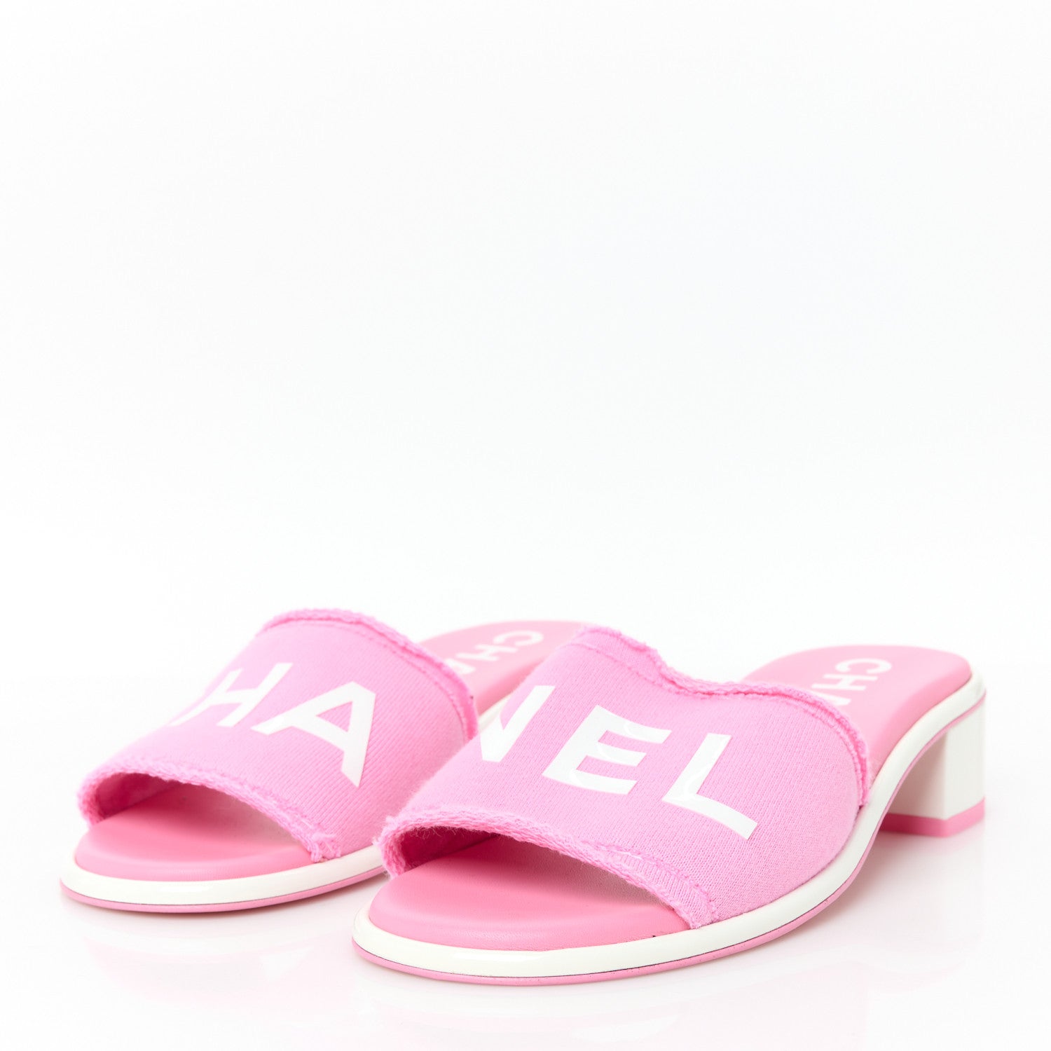 Cotton Logo Mule Sandals 36.5 Pink White