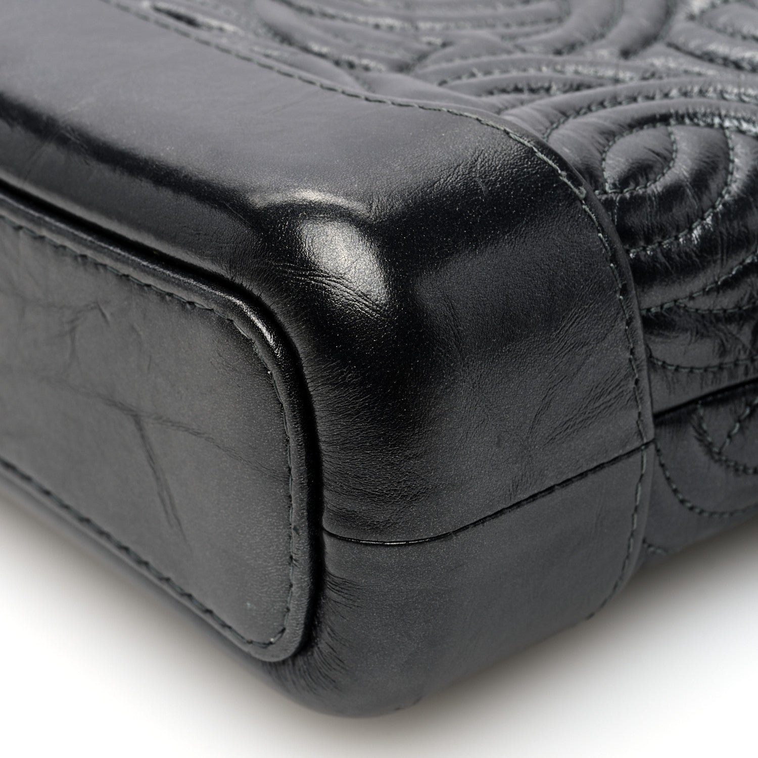 Aged Calfskin CC Quilted Small Gabrielle Hobo Black
