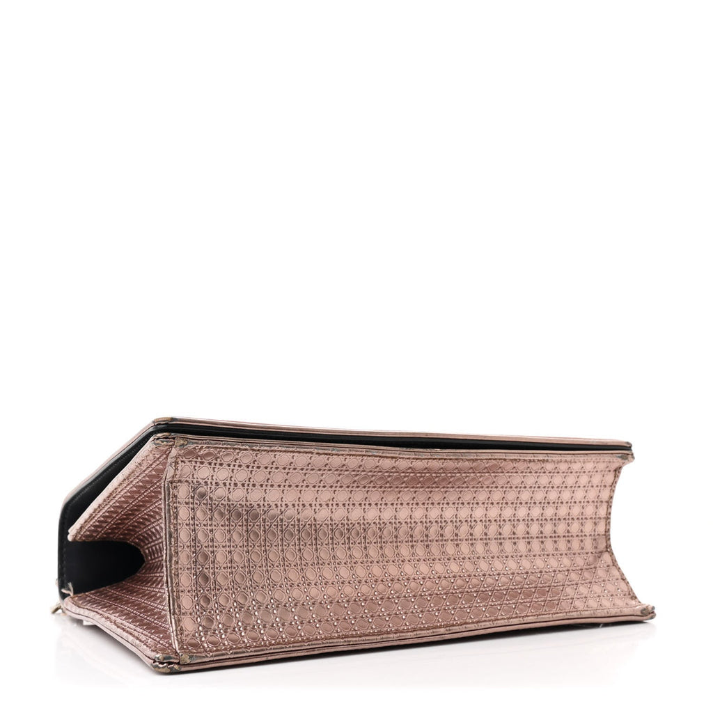 Metallic Patent Micro-Cannage Small Diorama Flap Bag Hyper Pink