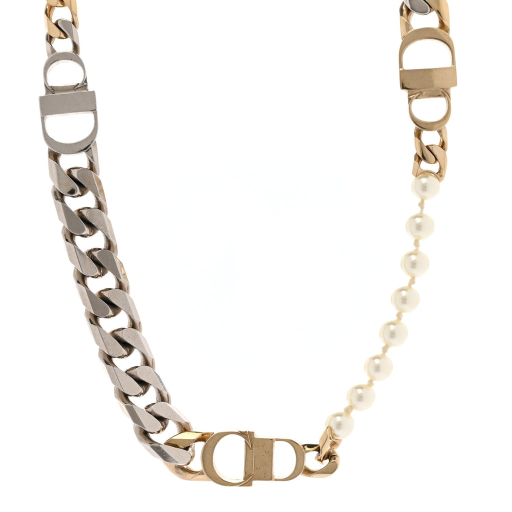 Metal Pearl Danseuse Etoile Chain Choker Necklace Gold Silver