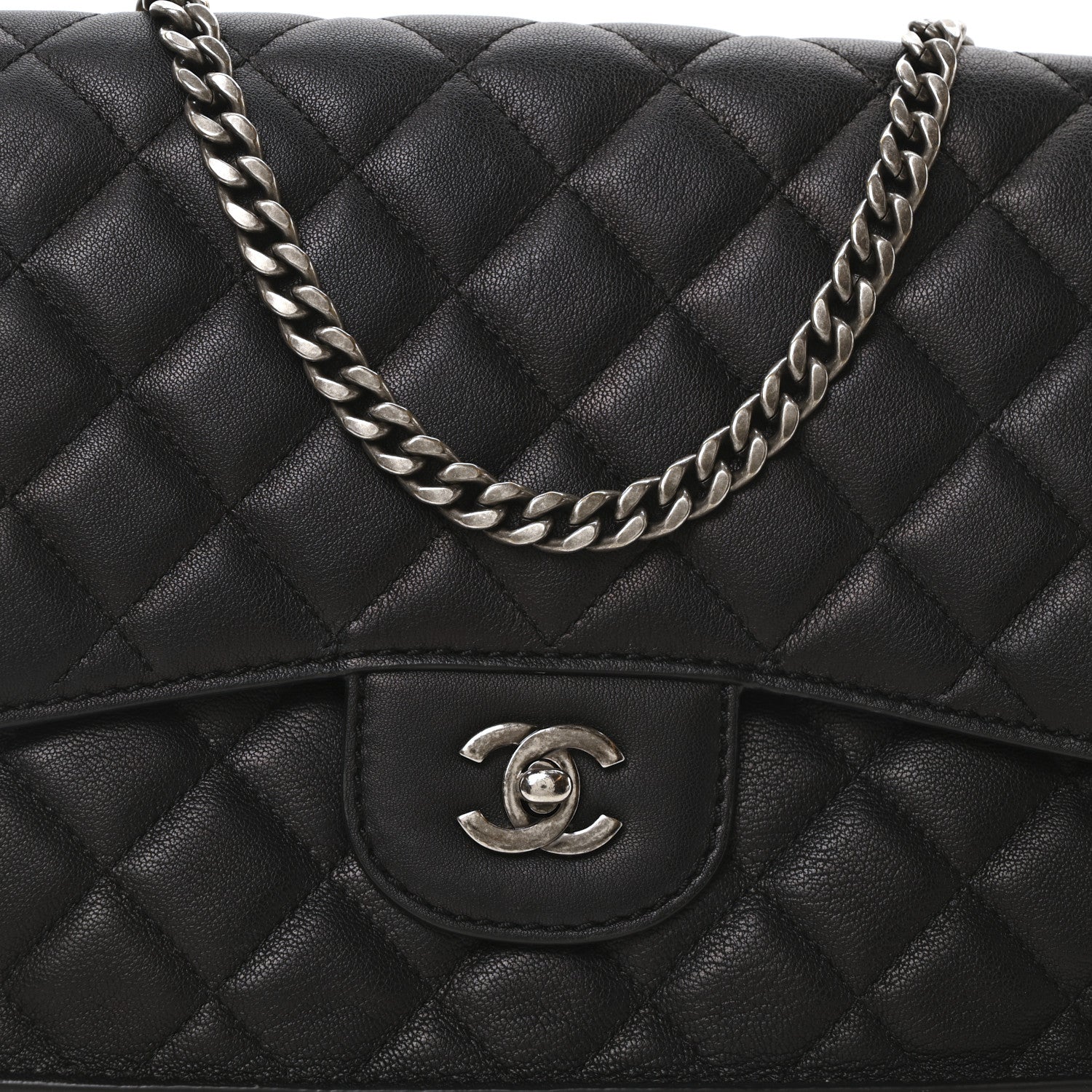 Metallic Goatskin Quilted Rock In Rome Flap Black