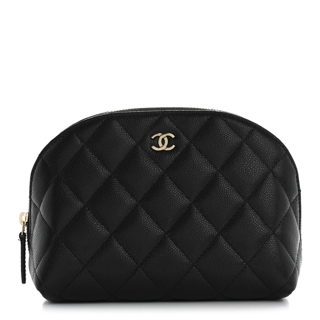 Caviar Quilted Cosmetic Case Black