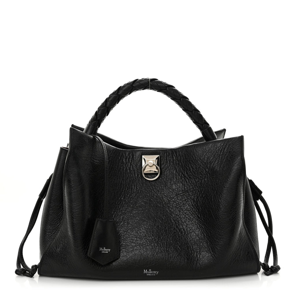 High Shine Calfskin Iris Tote Black