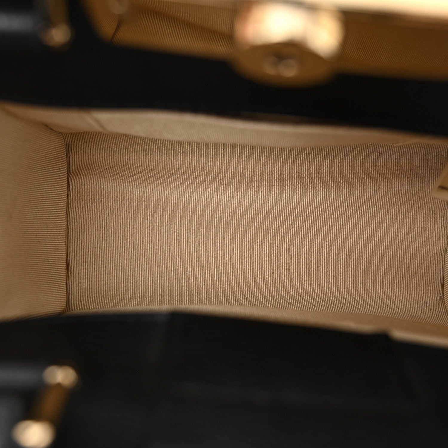 Grained Calfskin Stitched Mini Label  Shopper Tote Black