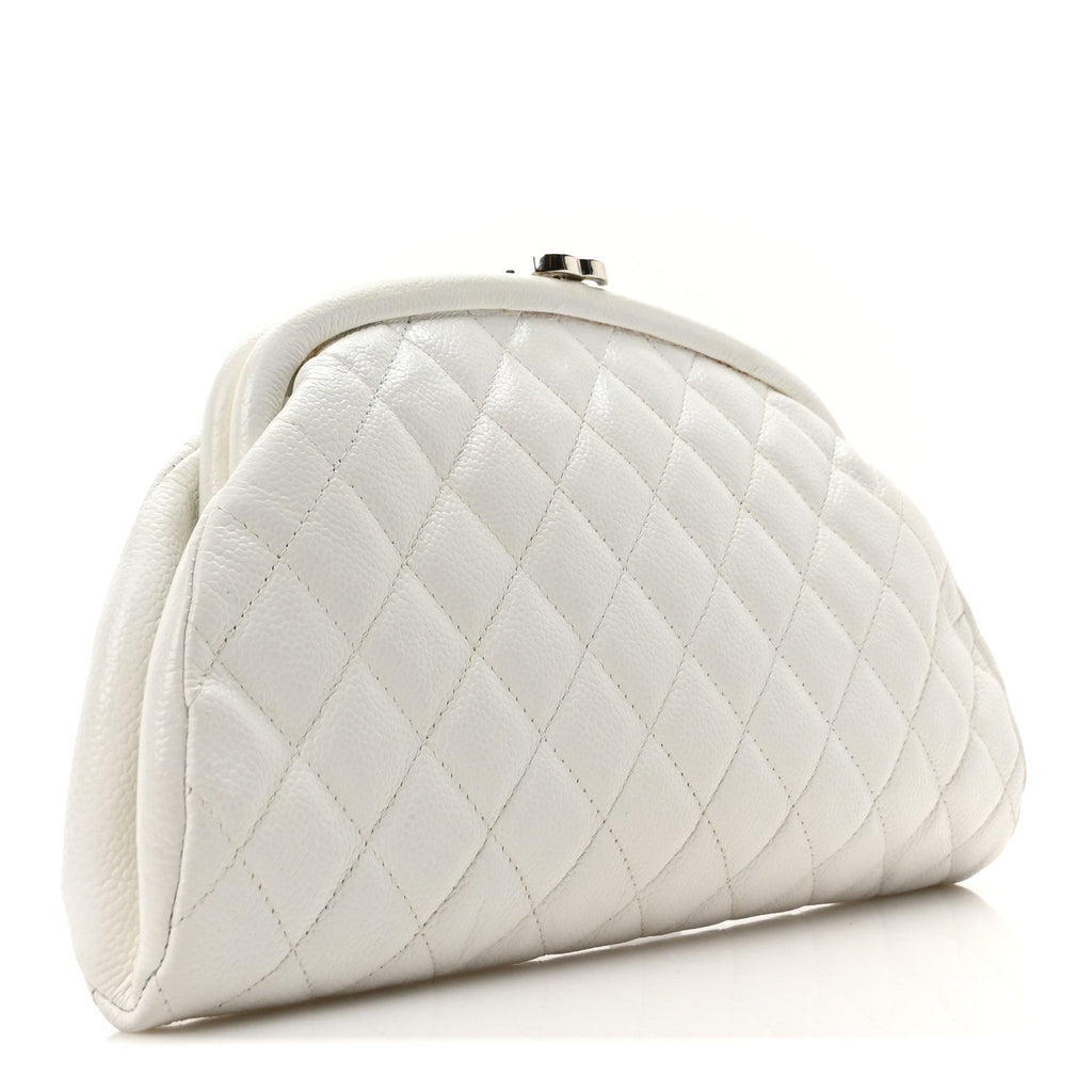 Caviar Quilted Timeless Clutch White