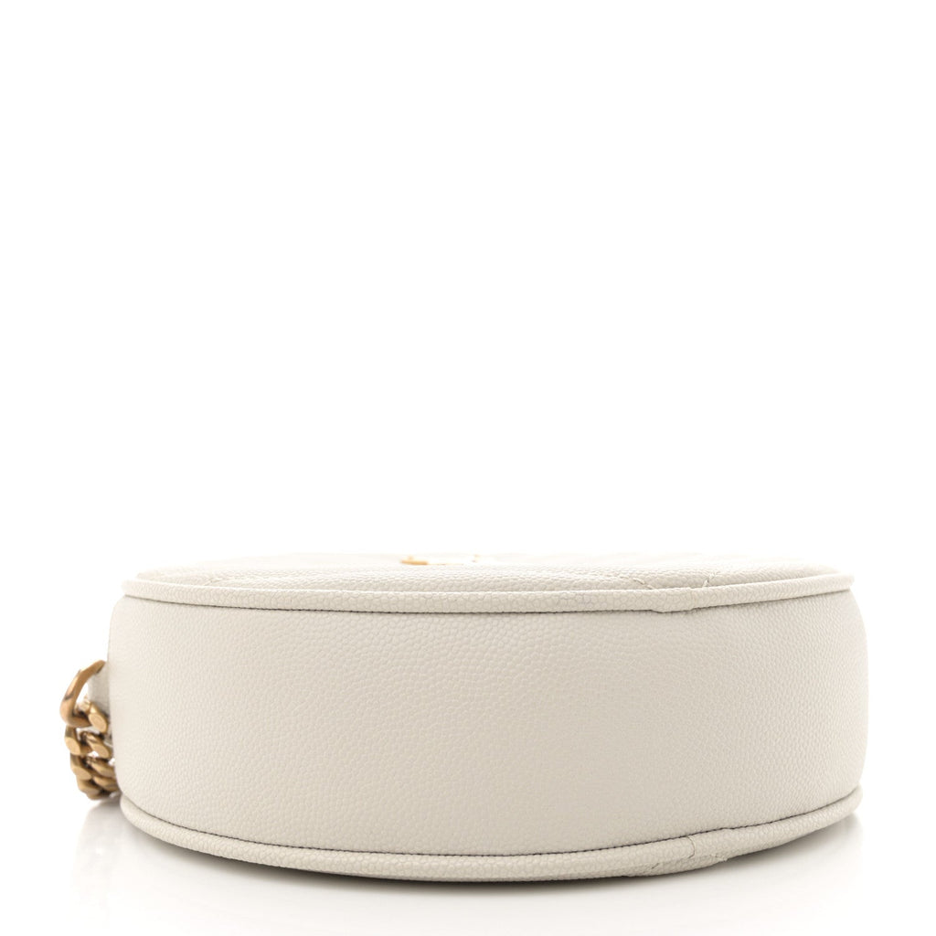 Grain De Poudre Matelasse Chevron Quilted Round Vinyle Camera Bag Crema Soft