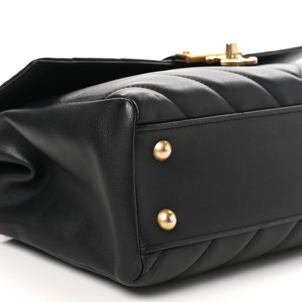 Calfskin Quilted Chevron In The City Bag Black