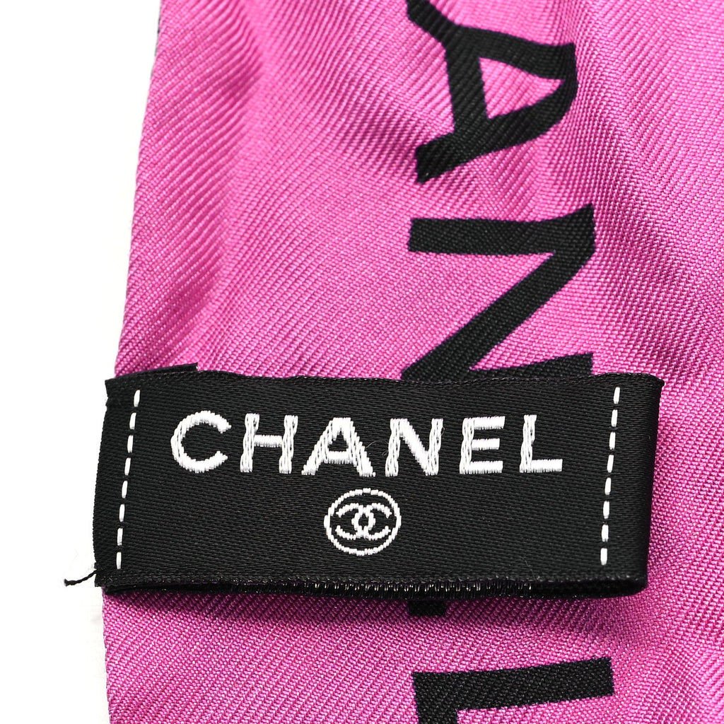 Silk CC Slim Bandeau Scarf Black Green Pink