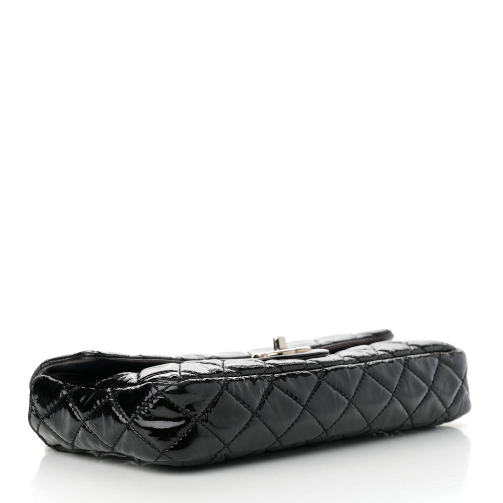 Patent Quilted Medium Single Flap Black