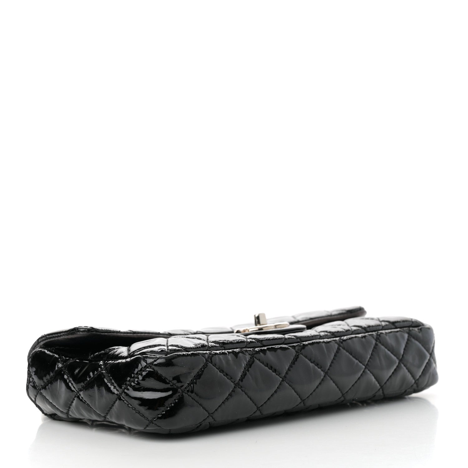 Patent Quilted Medium Single Flap Black