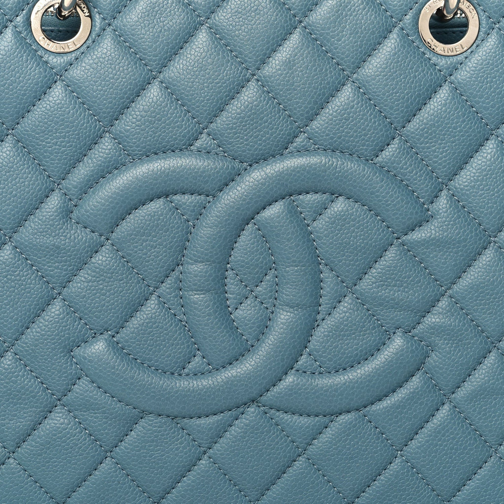 Caviar Quilted Grand Shopping Tote GST Blue