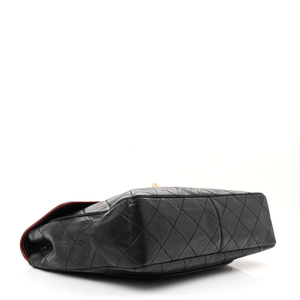 Lambskin Quilted Bi-Color Small Single Flap Black