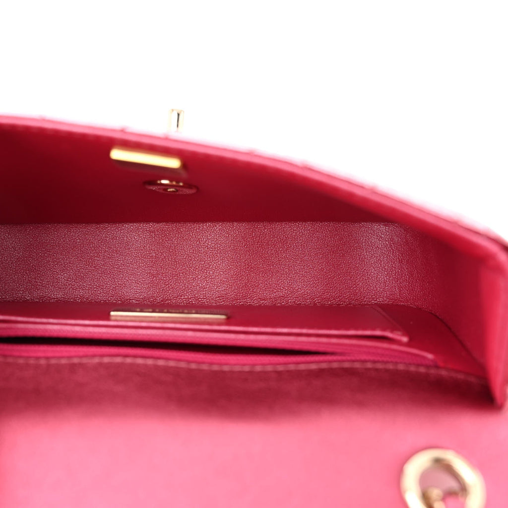 Mirror Calfskin Metallic Lambskin Quilted Hollywood Boulevard Mini Flap With Star Coin Purse Pink