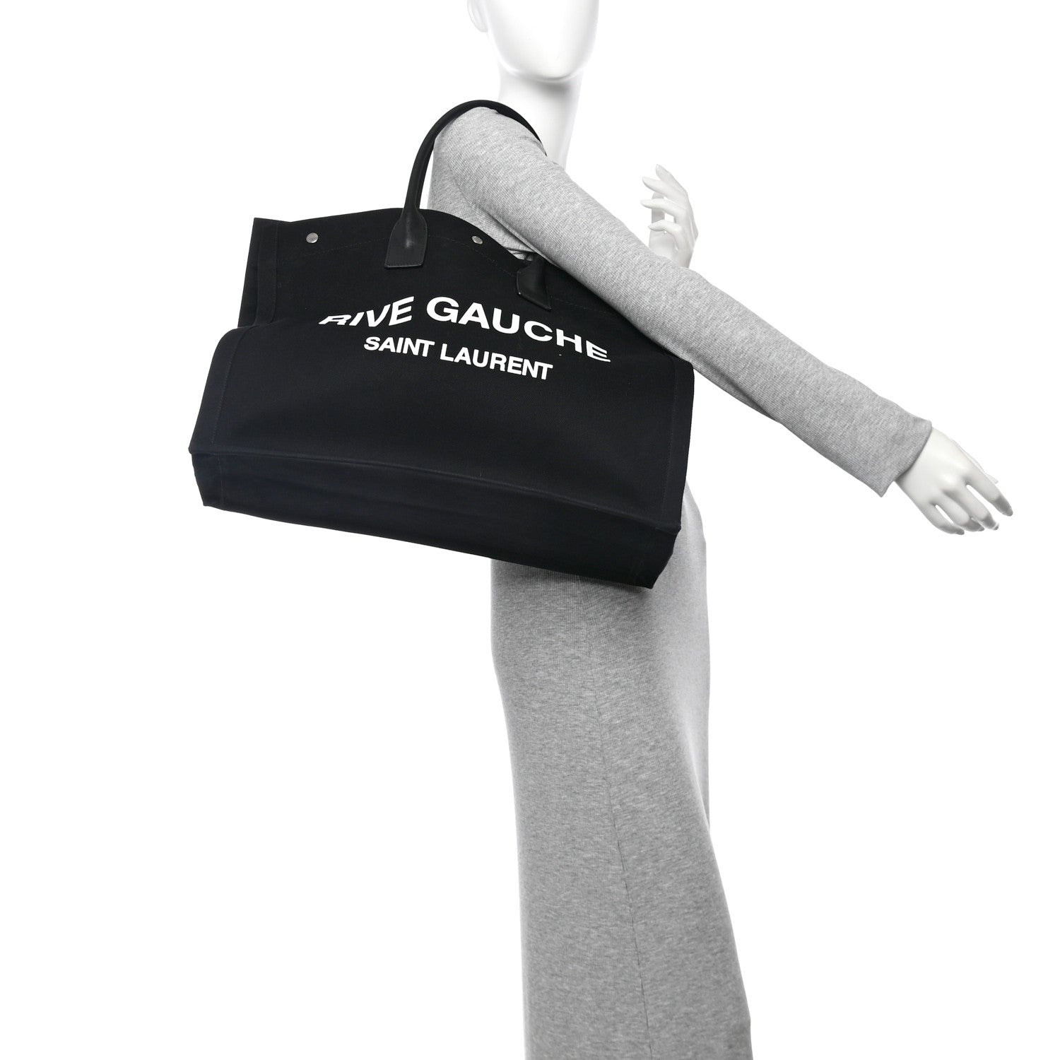 Linen Calfskin Rive Gauche Tote Black
